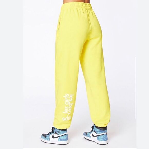 Les Girls Les Boys Slim Sweatpants Cotton Yellow Size Small - Picture 14 of 15